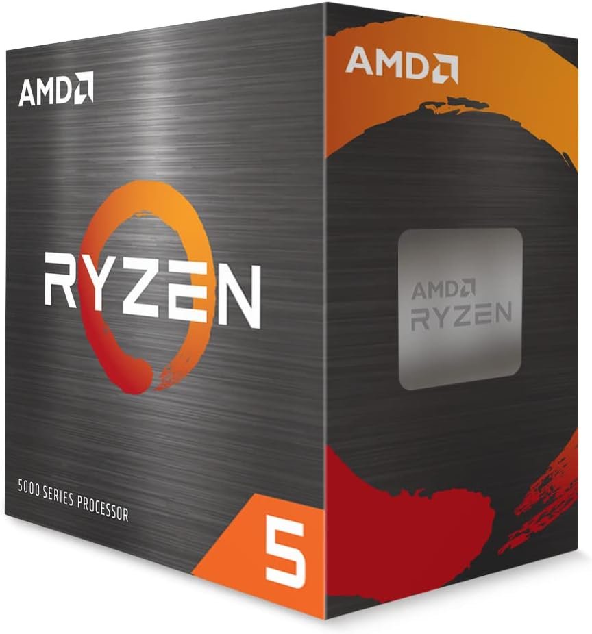 AMD Ryzen 5 5500 CPU. A budget-friendly processor with strong multi-core performance, low power consumption, and support for AM4 motherboards, but lacking integrated graphics