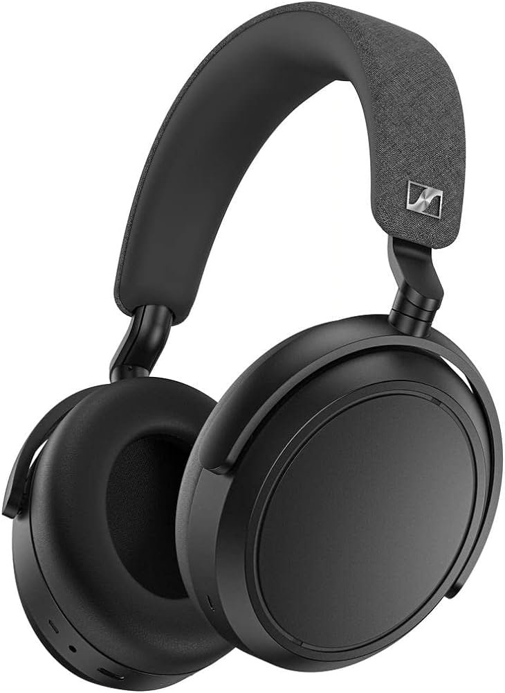 Image of Sennheiser Momentum 4 Wireless headphones. Stylish over-ear wireless headphones known for their exceptional 60-hour battery life, audiophile-grade sound, and adaptive noise cancellation, offering premium audio quality for on-the-go listening.