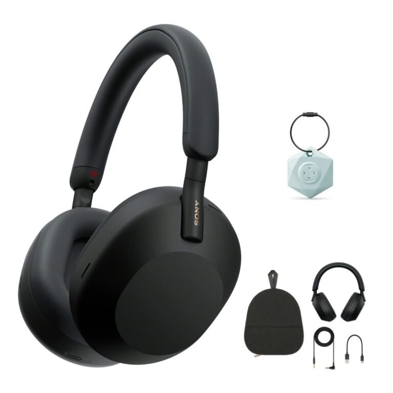 Image of Sony WH-1000XM5 headphones. A sleek over-ear wireless headphone offering industry-leading noise cancellation, 30-hour battery life, and high-quality audio performance. Ideal for music lovers and frequent travelers.