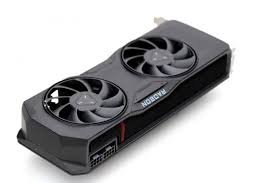 AMD Radeon RX 7800 XT graphics card with a streamlined black design, dual-fan cooling system, and multiple HDMI and DisplayPort outputs, designed for efficient 1440p gaming performance.